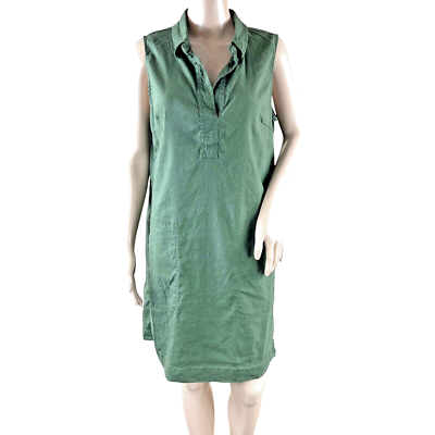Tahari Women's Linen Blend Green Sleeveless V-Neck Pockets Shirt Dress Size 10 | eBay Tahari Women's Linen Blend Green Sleeveless V-Neck Pockets Shirt Dress Size 10 | eBay