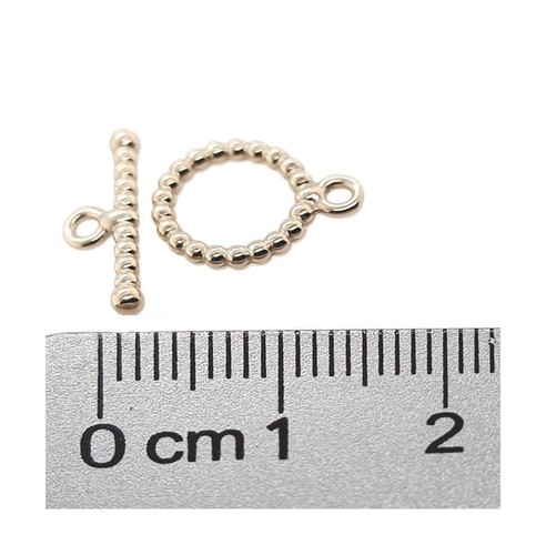 12.5MM 14K Solid Yellow Gold Beaded Toggle Clasp Striking Beaded Ring and Bar... - Picture 3 of 6