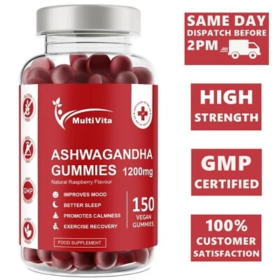 MULTIVITA ASHWAGANDHA GUMMIES 1200MG Per Serving 150 Gummy 2.5 Mnth Supply 5% Withanolides