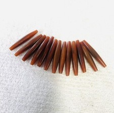 Vintage 2  Hairpipe Brown Amber Beads Bone Horn 13 Pieces BD1