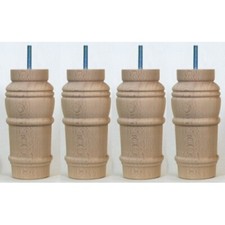4 WOODEN FURNITURE LEGS, CHAIR LEG FEET, SOFA RISERS, WOODEN FOOTSTOOL LEGS E730