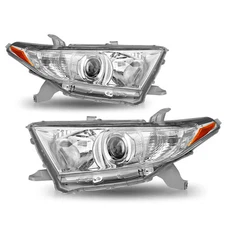 Headlights Assembly For 2011 2012 2013 Toyota Highlander Chrome Headlamps Pair