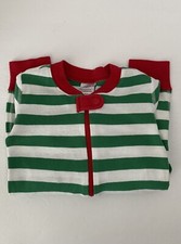 Hanna Andersson Toddler Size 3 Pajamas Green White Stripes Red Trim Christmas