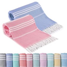 2 Packs Cotton Turkish Beach Towels Quick Dry Sand Free Soft Absorbent