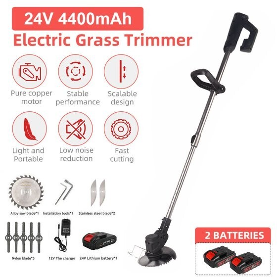 Paddsun Electric Weed Eater Lawn Edger Cordless Grass String Trimmer Cutter 24V