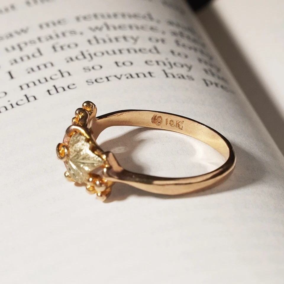 Vintage Black Hills Grape Vine Leaves Ring 10k Rose & Yellow Gold Size P / 7.5 - Image 3 of 4