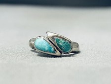 SWEET VINTAGE NAVAJO ROYSTON TURQUOISE STERLING SILVER RING