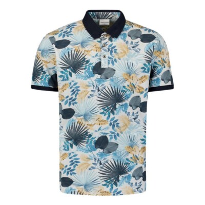 No Excess Men's Polo Shirt Regular Fit Blue Floral 27380302 030 Blue