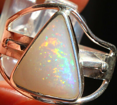 Multicolor Opal 3.2 Carat 950 Silver Ring Size 18.1mm