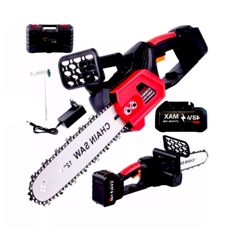 Mini Elettrosega Professionale 48V 12 Pollici | Motosega Doppia Batteria