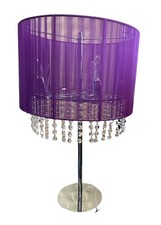 Large Purple Table Lamp and Shade 69cm Height  (Silver Lamp Base w Purple Shade)