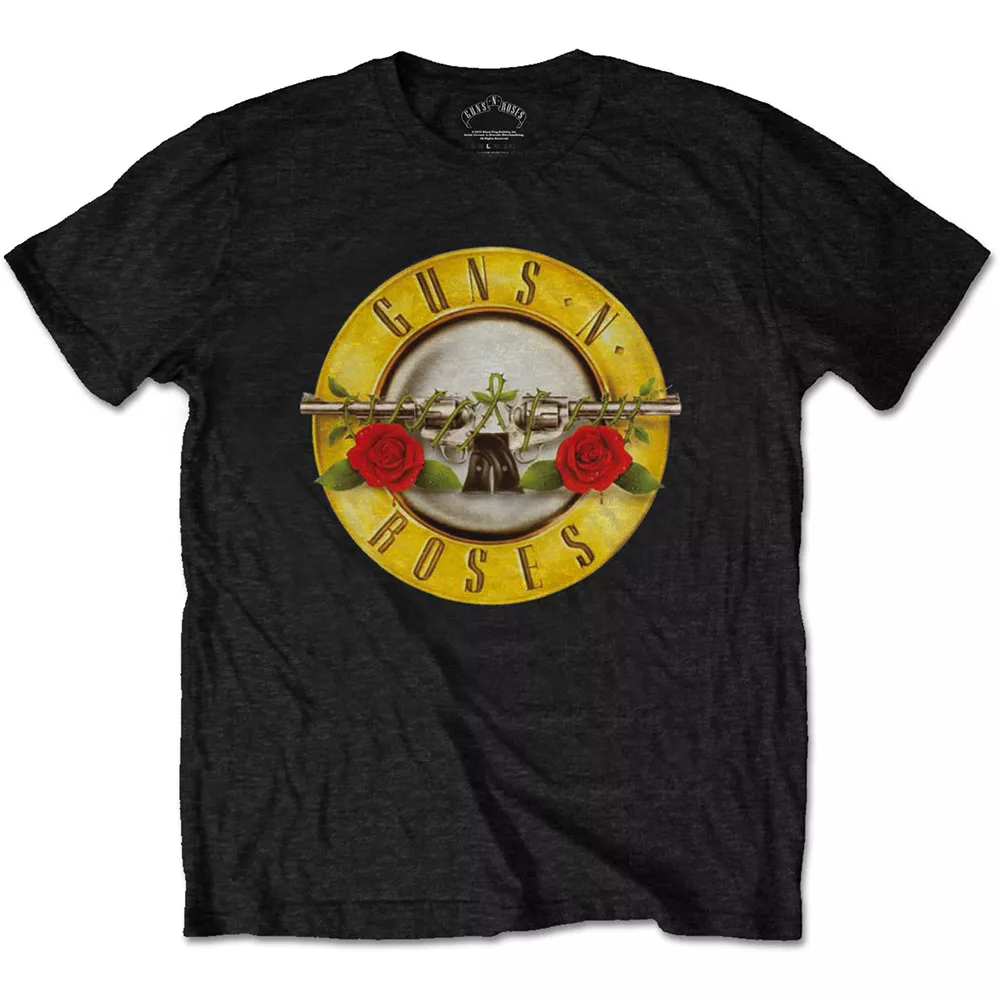 Guns N Roses T Shirt Classic Logo Bullet Official Black Mens Tee Rock Slash  New