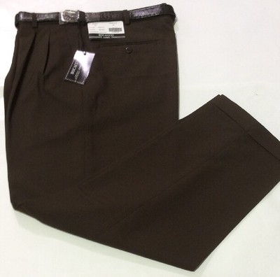 MEN'S BROWN PLEATED DRESS PANTS SLACKS TROUSERS BROWN BELT CUFFED BOTTOMS |  eBay