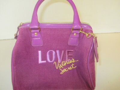 Victoria's Secret Love VS Velour Zipper Purse Bag Handbag Purple