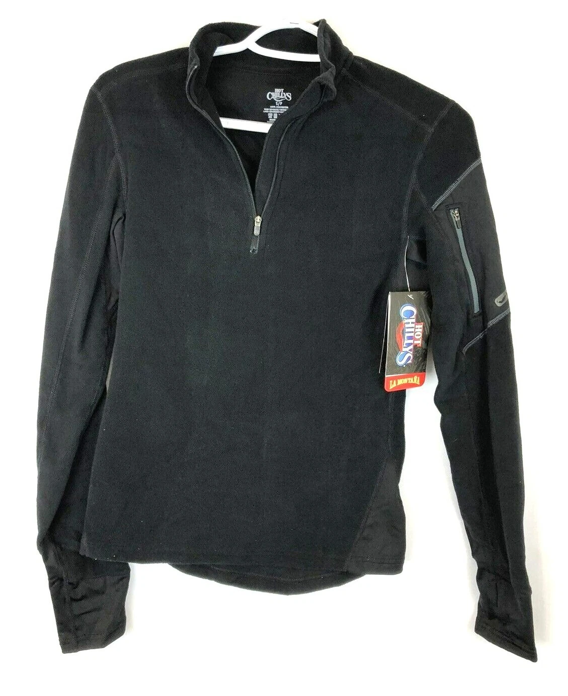 Hot Chillys Women's Lamont Zip-T Base Layer Top, Black/Black, Small