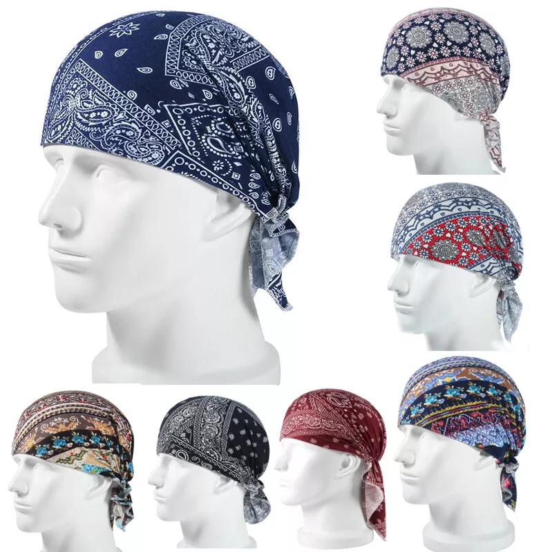 Men Biker Cooling Durag Skull Cap Du-rag Doo Rag Bandana Head Wrap Beanie  Hat US