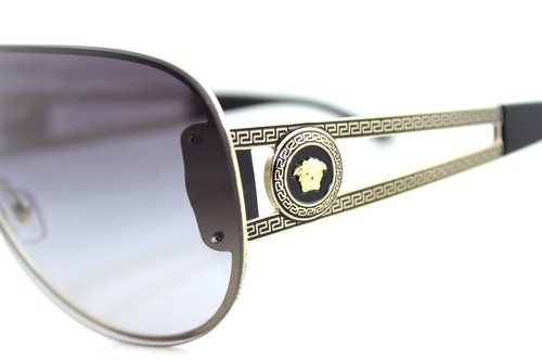 NEW Genuine VERSACE Rock Icons Pale Gold Shield Metal Sunglasses VE 2166 1252/8G - Picture 10 of 10