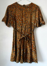 ASOS Mini DRESS or Tunic Leopard Print, Tan, Pale Yellow & Black, Bias Cut, Sz 8