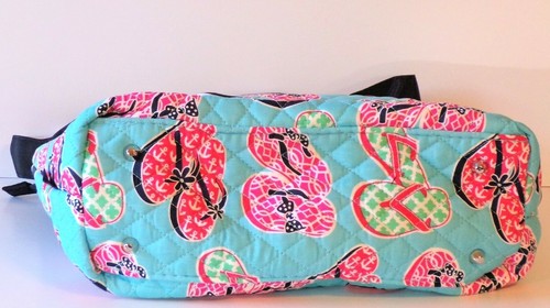NGil Quilted Cotton Flip Flops Tote Double Handle Three Outer Pockets Bonus Bag - Picture 6 of 9