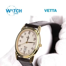 Vintage VETTA  UNISEX Quartz Watch SWISS🇨🇭 MADE, Leather Band 16 mm .