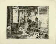 Original Kappel etching, Flies Versus Worms, 1954, pencil signed, fine condition