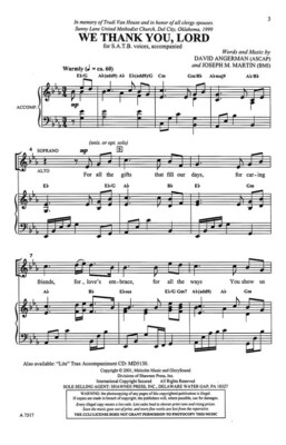 We Thank You, Lord SATB David Angerman