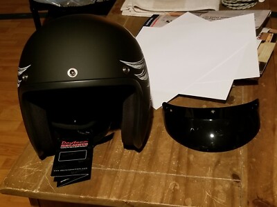 DAYTONA 3/4 MOTORCYCLE HELMET WITH VISOR AND HEAD WRAP MEDIUM | eBay
