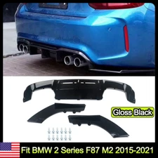 Gloss Black Rear Bumper Diffuser Lip Fin For BMW 2 Series F87 M2 2015-2021 ABS