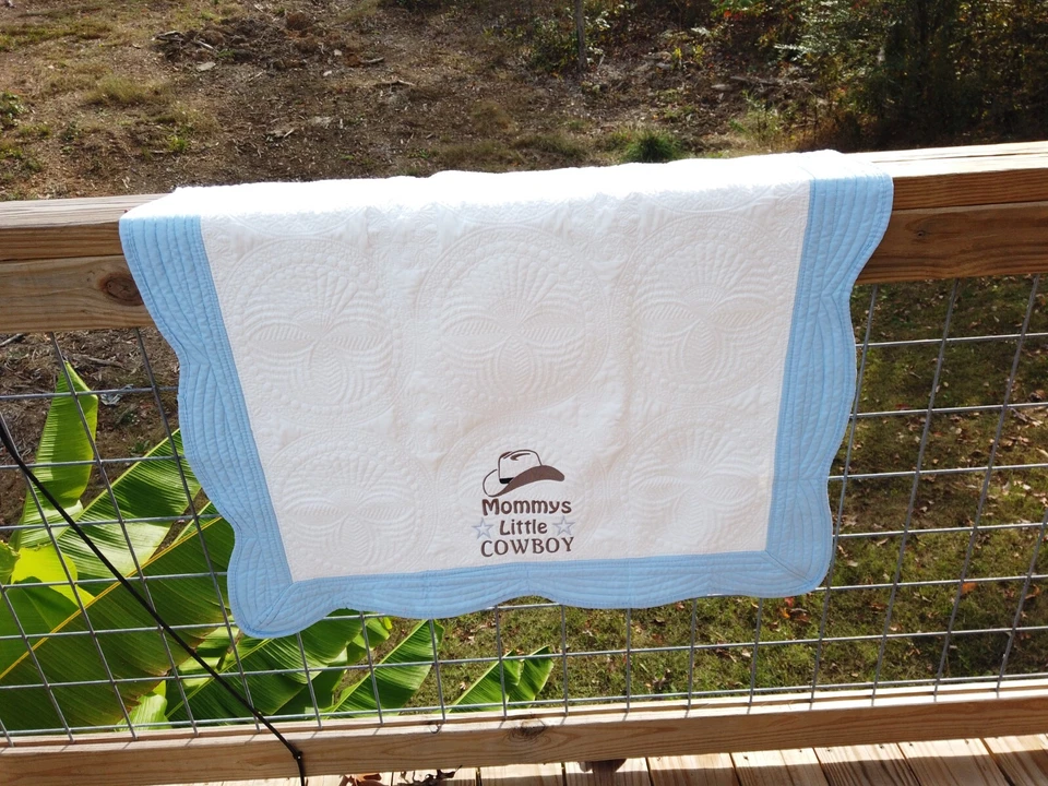 Edredón de bebé bordado, edredón de bebé niño, edredón de bebé azul, edredón de bebé occidental Foto 4 de 4