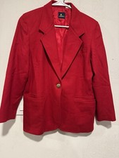 Vintage Liz Sport Wool Blazer Women Size 8 Petite Red Academia Workwear Classic