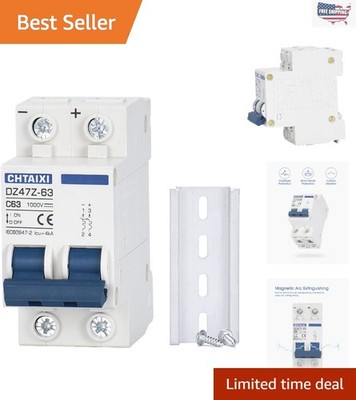 Compact 63A DC Circuit Breaker 2 Pole - Instant Trip Protection for Solar Use