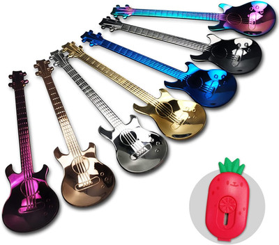 Guitar Dessert Spoons Coffee Teaspoons Set, Stainless Steel Colorful Dessert Spo