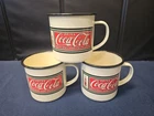 3 Vintage Large Enamel Mug Coca Cola Collectible Cup The Coca Cola Company