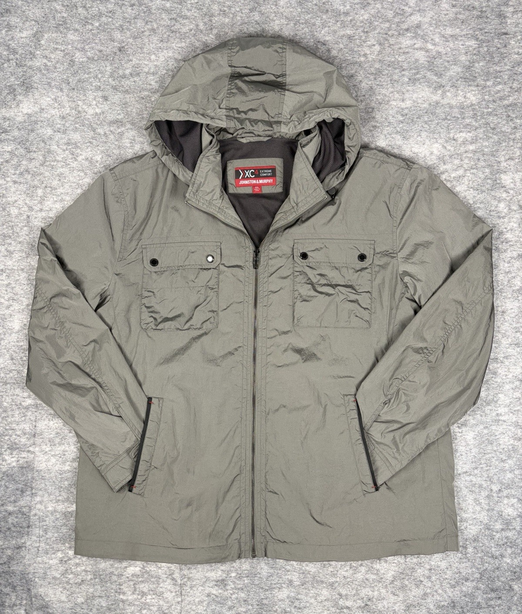 Johnston & Murphy XC4 Windbreaker Hoodie Mens 2XL Gray Full Zip