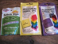 DYLON PERMANENT FABRIC DYE 1.75 oz/50g LOT OF 3 PKS-VIOLET/YELLOW&GREEN BY TULIP
