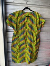 Handmade African Hollandaise Wax Print Geometric Colorful Sleeveless Dress XL
