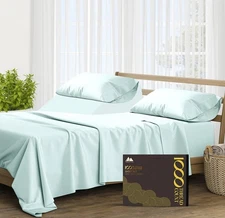 Mayfair Linen 100% Pure Egyptian Cotton Split King Sheets Sets Sea Foam