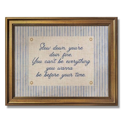 Vintage Gold Framed Wall Art Slow Down You're Doing Fine Music Poster Uplifti...