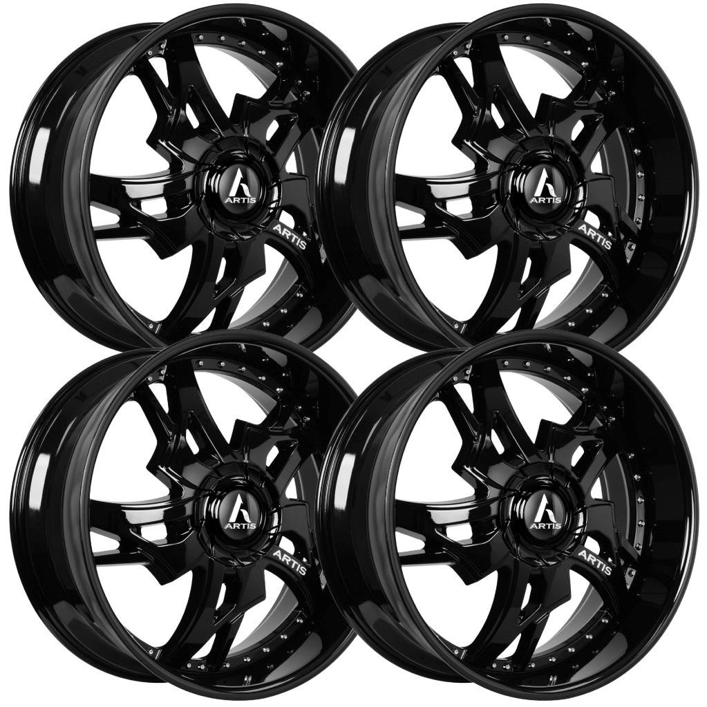 26 inch 26x10 Artis Laredo XL Full Black wheels rims 5x5.5 5x139.7