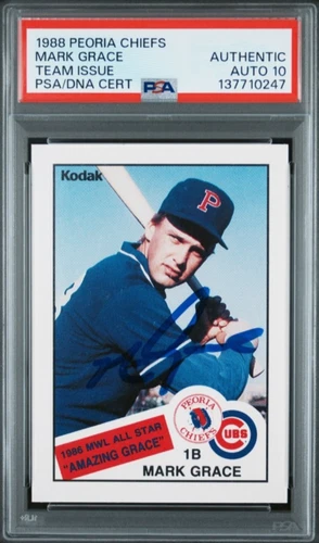 1988 Peoria Chiefs Mark Grace Signed Minor Rookie Card Autograph PSA 10 Auto