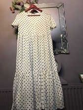 ZARA size small short sleeve midi dress white black spot