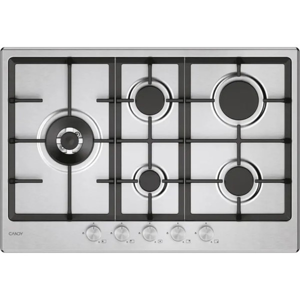Candy Moderna CHG7WL4WTX Gas-Kochfeld 75 Cm Edelstahl 5 Brenner Einbau-image