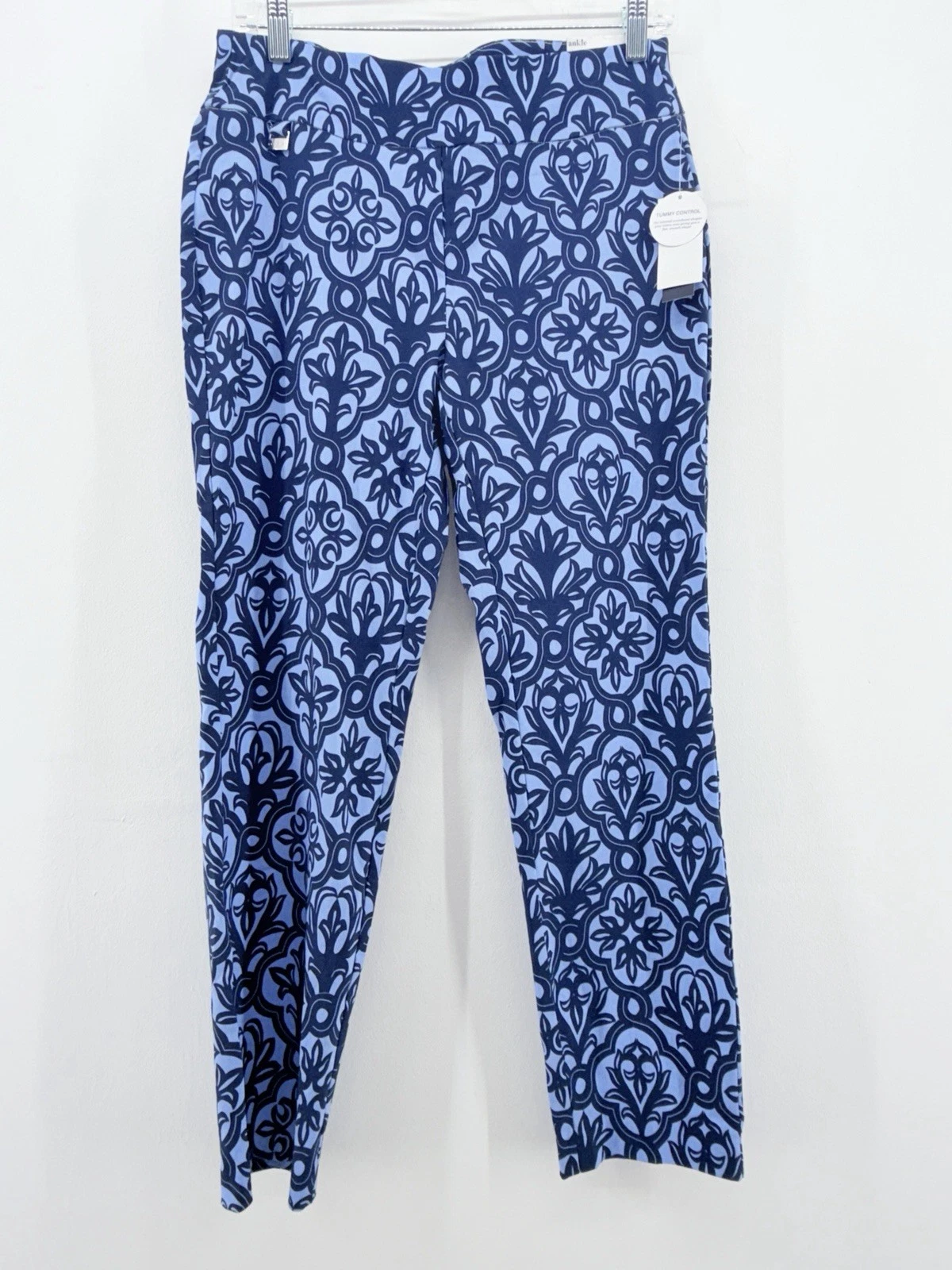 NWT! Premise Women's Boho Blue Stretch Tummy Control Blue Capri Pants Size S/P
