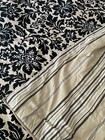 Waverly Home Floral-Stripe KING COMFORTER Black White Taupe Reversable 110x96