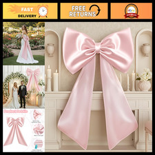 Large 40x24 Inch Pink Satin Bow - Giant Coquette Room Decor, Party Backdrop Tie