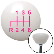 Pink Shift Pattern 22n White Retro Shift Knob w/ M16x1.5 Insert Shifter Auto