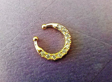 Septum Clip-On Fake Nose Ring Clicker Non-Piercing Gem Hanger Hoop Jewelry B-1