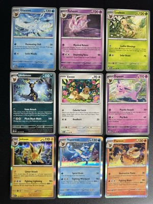 Pokemon TCG Eeveelutions Complete 9 Card Set Near Mint Eevee Collection