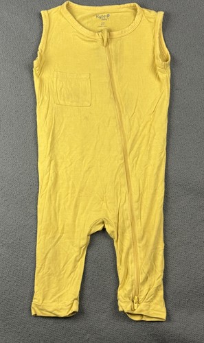 KYTE Sleeveless Romper Outfit Pocket Zip Yellow Solid Bamboo Size 2T 2 - Picture 1 of 7