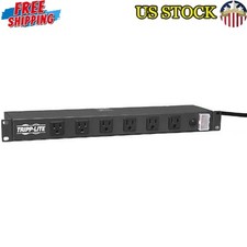 1U Rack-Mount Power Strip 12 Outlet 15A 15ft Cord Detachable Mounting Flanges US